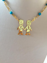 Load image into Gallery viewer, 2 name necklace - names on mini boy pictures
