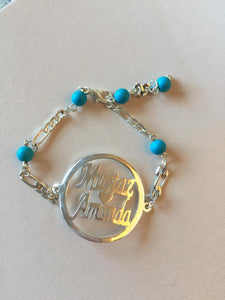 Customized - Couple Names + Turquoise bracelet