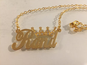Name Necklace - Mini crystal crown