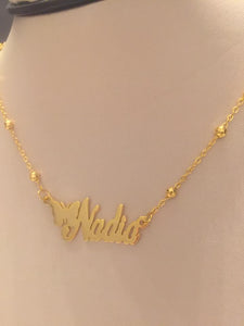 Name Necklace - Butterfly inline writing