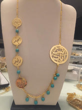 Load image into Gallery viewer, Family Necklace - turquoise +  circle
