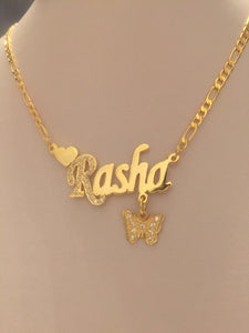 Name Necklace - Heart/butterfly