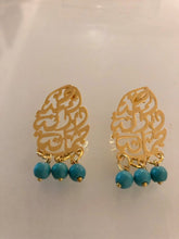 Load image into Gallery viewer, Custom Earrings - 3 names + turquoise
