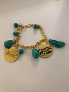 Customized - Couple Names Turquoise stones bracelet