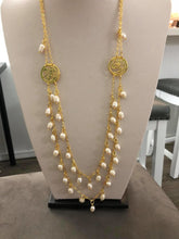 Load image into Gallery viewer, 2 name necklace - long pearl names necklace
