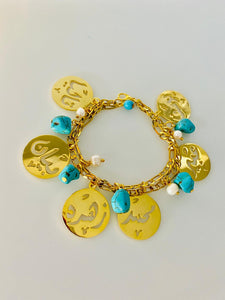 Customized - 6 Names Turquoise Bracelet