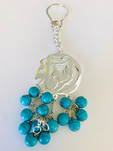 Keychain - Name Custom turquoise beads