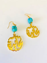 Load image into Gallery viewer, Custom earring - connected name + turquoise
