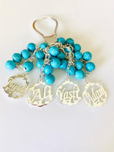 Load image into Gallery viewer, Keychain - 4 Inputs Custom Floral circles + turquoise
