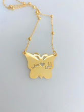 Load image into Gallery viewer, 2 name necklace - couples name butterfly
