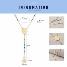 Load image into Gallery viewer, Necklace - rosary stainless steel necklace turquoise beads
