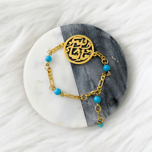 Bracelet _ stainless steel MSA turquoise beads