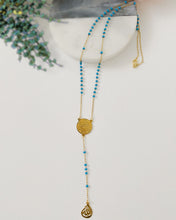 Load image into Gallery viewer, Necklace - rosary stainless steel necklace turquoise beads
