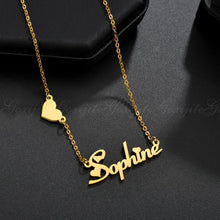 Load image into Gallery viewer, Name Necklace - hanging heart and
