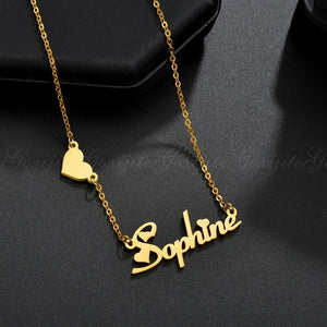 Name Necklace - hanging heart and
