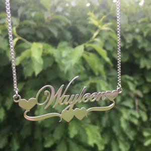 Name Necklace - Two heart under the name
