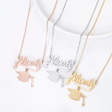 Load image into Gallery viewer, Name Necklace -  Under Graduation hat
