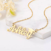 Load image into Gallery viewer, Name Necklace - Graduation hat
