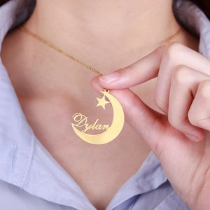 Name Necklace - Crescent and star