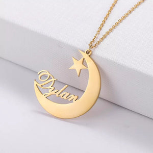 Name Necklace - Crescent and star