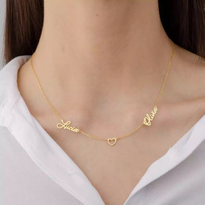 Necklace - Two names in the text and heart