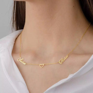 Necklace - Two names in the text and heart