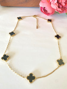 Stainless Steel- 7 flowers color black Necklace
