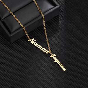 Two Name Necklace -  Two names on top of each other