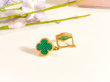 Load image into Gallery viewer, Earring - Green ribbed flower
