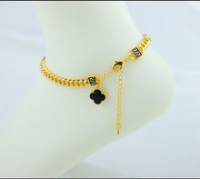 Load image into Gallery viewer, Anklet - one flower black chain
