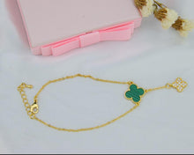 Load image into Gallery viewer, Anklet - one flower green
