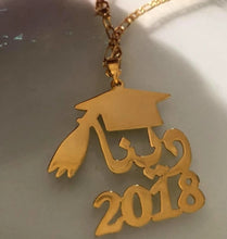 Load image into Gallery viewer, Graduation - Hat Name + Date necklace
