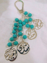 Load image into Gallery viewer, Keychain - 4 Inputs Custom Floral circles + turquoise
