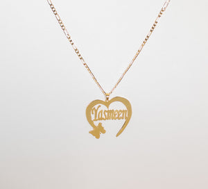 Name Necklace - Butterfly half heart