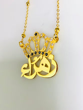 Load image into Gallery viewer, Name Necklace - Crown w/black crystal
