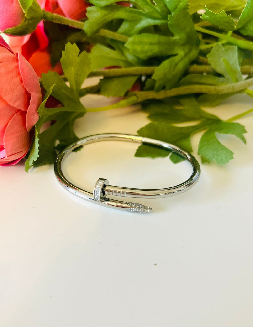Stainless steel- Silver nail bracelet