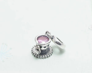 925 sterling silver charm pink clover