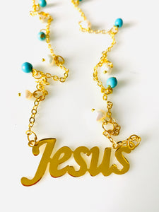 Name Necklace - Turquoise stones