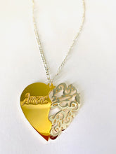 Load image into Gallery viewer, 2 name necklace - couples names on 2 color sides heart
